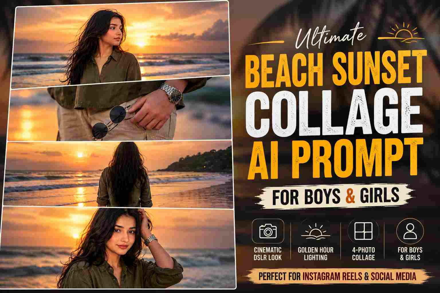 Ultimate Beach Sunset Collage AI Prompt for Boys & Girls (2026)